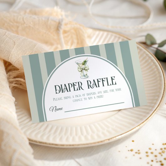 Retro Bow Tini One Martini Baby Shower Diaper Informatiekaartje