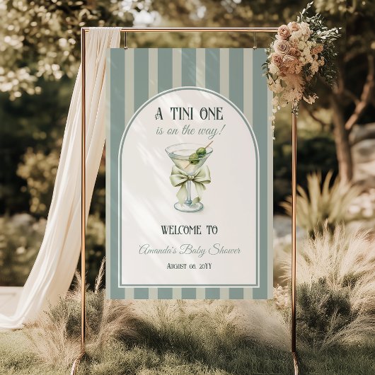Retro Bow Tini One Martini Baby Shower Welkom Poster