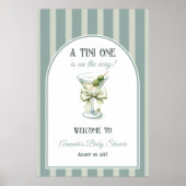 Retro Bow Tini One Martini Baby Shower Welkom Poster (Voorkant)