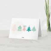 Retro Bow & Trees Doodles Vakantie Gevouwen Kaart (Achterkant)