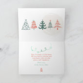 Retro Bow & Trees Doodles Vakantie Gevouwen Kaart (Binnen)