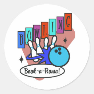 retro bowl-a-rama bord ronde sticker