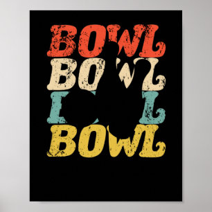 Retro Bowl Old School Bowling  Ball Pins Poster