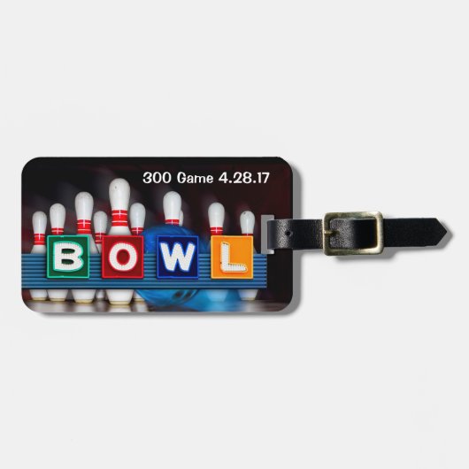 Retro BOWL-teken Game Badge voor perfecte game Bagagelabel (Voorkant horizontaal)