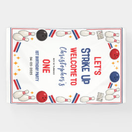 Retro Bowling 1e verjaardag – Plezierige kinderen Spandoek