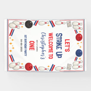 Retro Bowling 1e verjaardag – Plezierige kinderen Spandoek