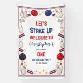 Retro Bowling 1e verjaardag – Plezierige kinderen Spandoek (Verticaal)
