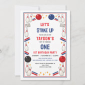 Retro Bowling 1st Birthday Party – Fun Kids  Kaart (Voorkant)