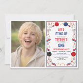 Retro Bowling 1st Birthday Party – Fun Kids  Kaart (Voorkant)