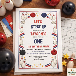Retro Bowling 1st Birthday Party – Fun Kids  Kaart