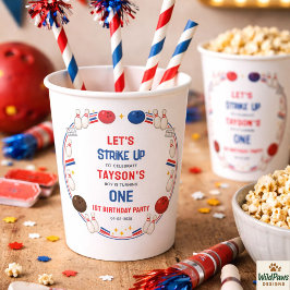 Retro Bowling 1st Birthday Party – Fun Kids  Papieren Bekers