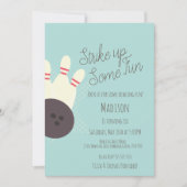 Retro Bowling Alley Birthday Party Blauwgroen Kaart (Voorkant)