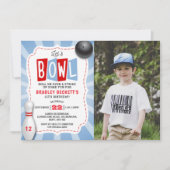 Retro Bowling Any Age Birthday Photo Kaart (Voorkant)