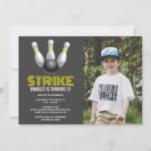 Retro Bowling Any Age Birthday Photo Kaart (Voorkant)