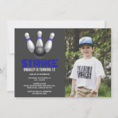 Retro Bowling Any Age Birthday Photo Kaart (Voorkant)