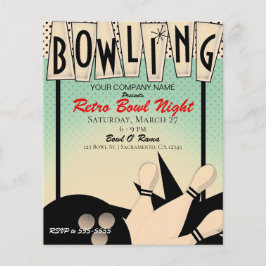 Retro Bowling Bal Nacht Bedrijfsfeest Flyer
