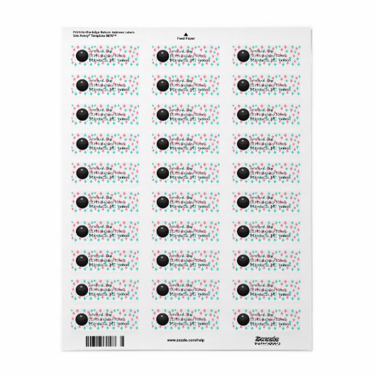 Retro Bowling Ball Bowler's retouradres Labels (Full Sheet)