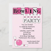 Retro Bowling Birthday Party Invitation Kaart (Voorkant)