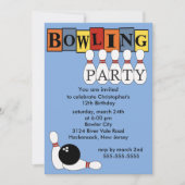 Retro Bowling Birthday Party Invitation Kaart (Voorkant)
