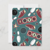 Retro Bowling Birthday Party Kaart (Achterkant)