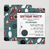 Retro Bowling Birthday Party Kaart (Voorkant / Achterkant)