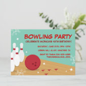 Retro Bowling Birthday Party - Uitnodigingen (Staand voorkant)