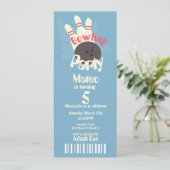 Retro Bowling Blue Birthday Ticket Style Kaart (Staand voorkant)
