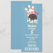 Retro Bowling Blue Birthday Ticket Style Kaart (Voorkant / Achterkant)