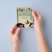 Retro Bowling Bowl Night Bedrijfsfeest Flyer (Hand)