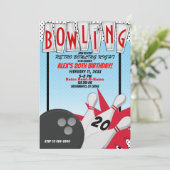 Retro Bowling Bowl Night Verjaardagsfeest Kaart (Staand voorkant)