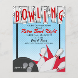 Retro Bowling Bowl Night Zakelijk Evenement Feest Flyer