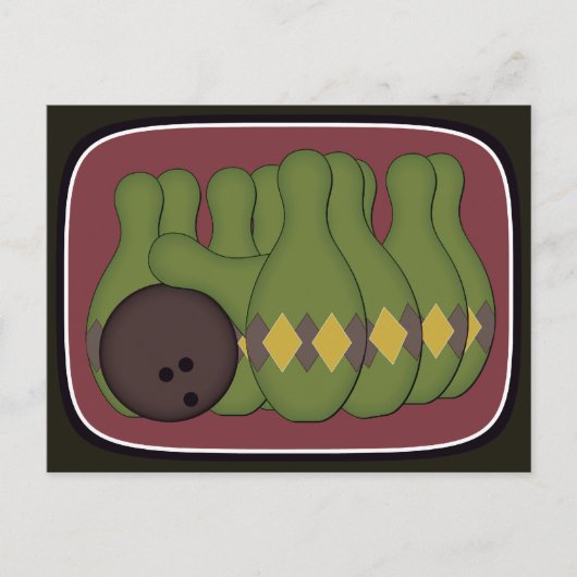 Retro Bowling Briefkaart (Voorkant)