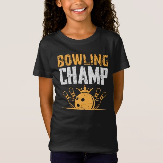  Retro Bowling Champ Sport Girls' T-shirt (Voorkant)