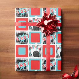 Retro Bowling Chevron inpakpapier