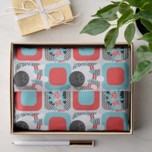 Retro Bowling Chevron Wrapping Weefselpapier Tissuepapier