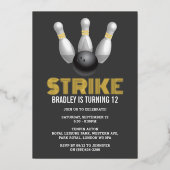 Retro Bowling Elke ouderdag Echte Folie Uitnodiging (Voorkant)