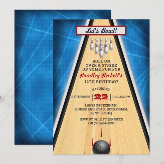 Retro Bowling Elke ouderdag Kaart (Voorkant / Achterkant)