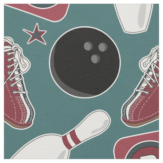 Retro Bowling Fabric Stof (Close Up)