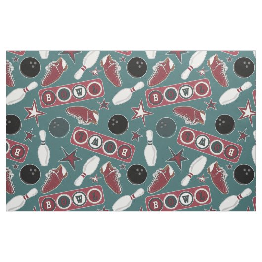Retro Bowling Fabric Stof (Fat Quarter)