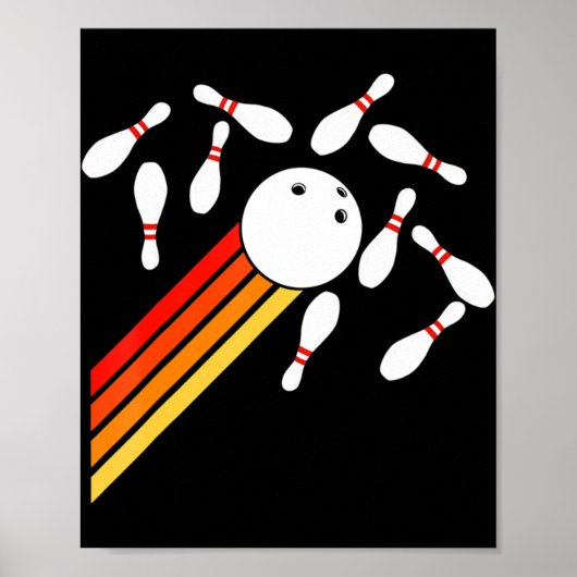 retro Bowling Fun Bowling Party Poster (Voorkant)