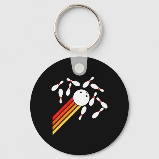 retro Bowling Fun Bowling Party Sleutelhanger (Voorkant)