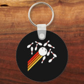 retro Bowling Fun Bowling Party Sleutelhanger (Voorkant)
