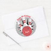 Retro Bowling Glitter Verjaardagsfeest Ronde Sticker (Envelop)