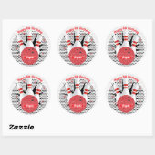 Retro Bowling Glitter Verjaardagsfeest Ronde Sticker (Vel)