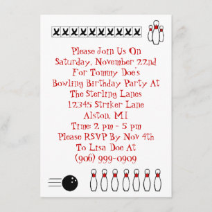 Retro Bowling het Geachte Jargon van de Uitnodigin Kaart