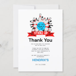 Retro Bowling Kids 1e verjaardagsfeestje Bedankkaart