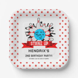 Retro Bowling Kids 1e Verjaardagsfeestje Papieren Bordje
