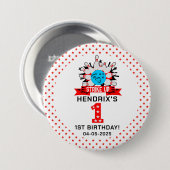 Retro Bowling Kids 1e Verjaardagsfeestje Ronde Button 7,6 Cm (Voorkant /achterkant)