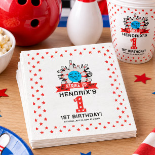 Retro Bowling Kids 1e verjaardagsfeestje Servet