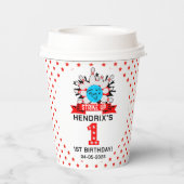 Retro Bowling Kids 1st Birthday Party Papieren Bekers (Achterkant)